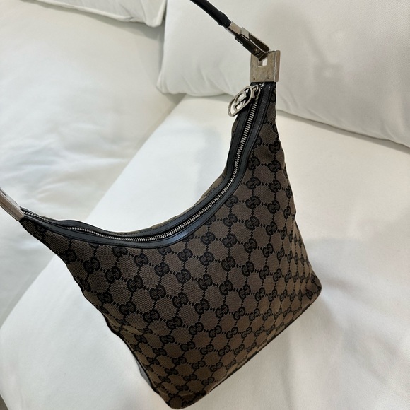 Gucci Dark Canvas hobo leather Shoulder Bag - Picture 3 of 16